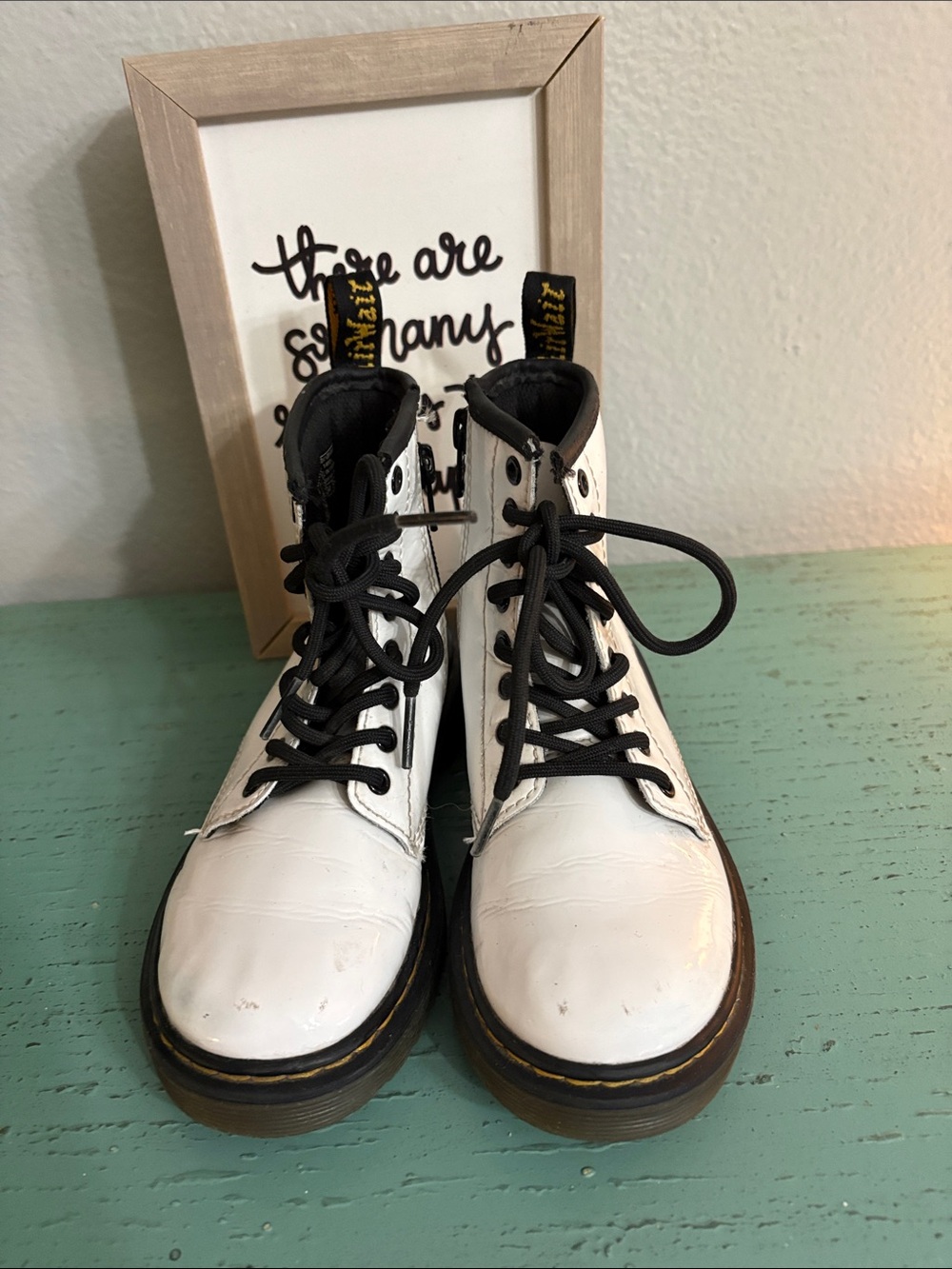 White Combat Boots with Black Laces - Classic Lace-Up Boots